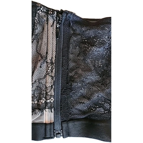 Victoria's Secret Corset Top Sz S Black Mesh Lace Lined Whimsigoth Fairy Grunge - Picture 4 of 12